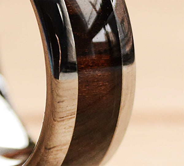 Harmony in Love: His and Hers Tungsten Wedding Band Set with Purple Heart Wood Inlay